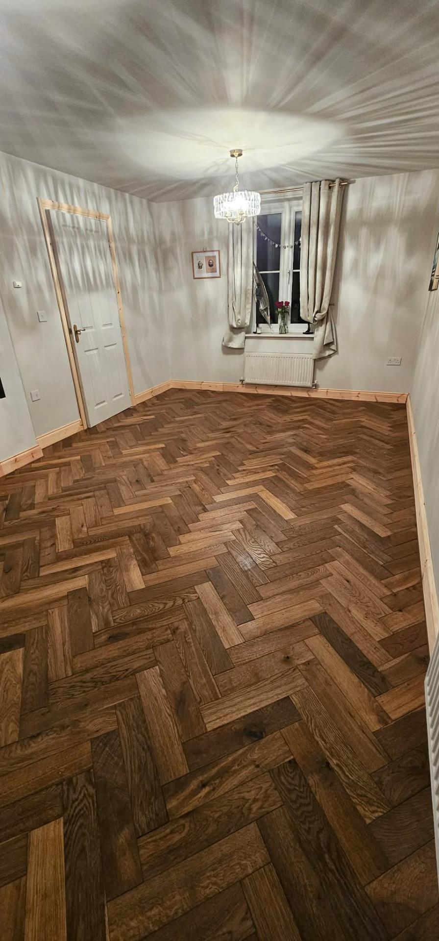 Herringbone parquet — smoked oak completed by IDL Property Services